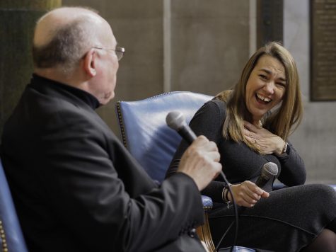 CSPA's Executive Director Ed Sullivan interviews the 2016 National High School Journalism Teacher of the Year Lori Keekley. 